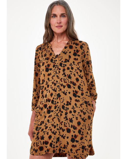 Whistles Brown Striking Leopard Print Dress