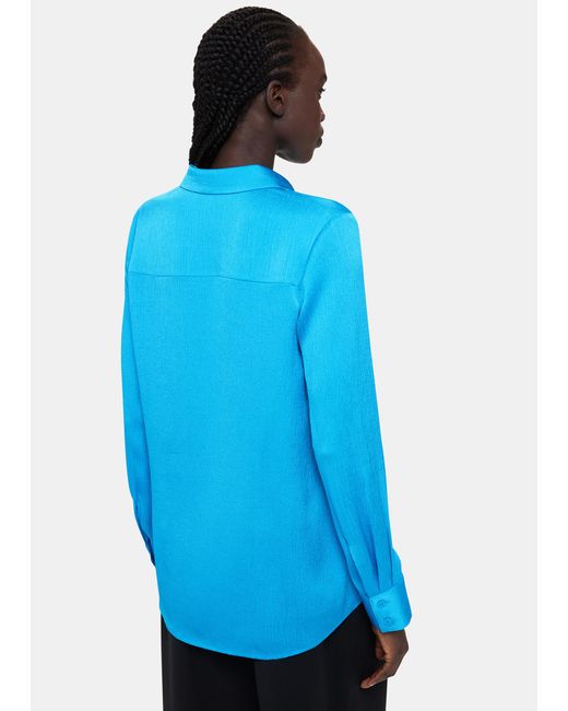 Whistles Blue Molly Satin Shirt