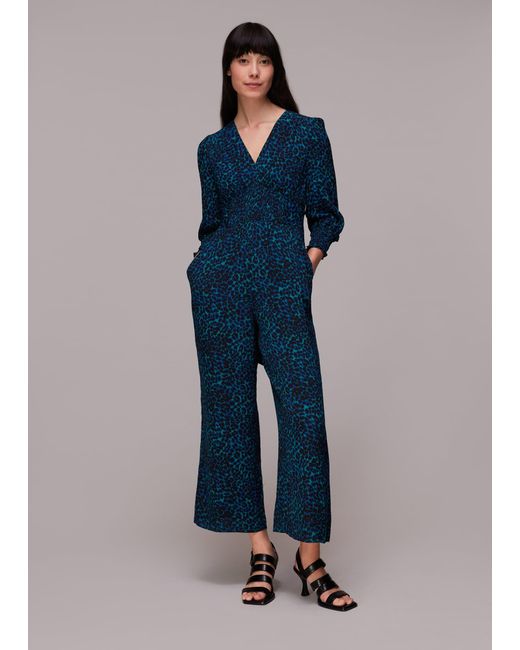 Whistles Blue Forest Leopard Jumpsuit