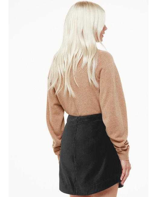 Whistles Black Petite Velvet Curved Hem Mini Skirt