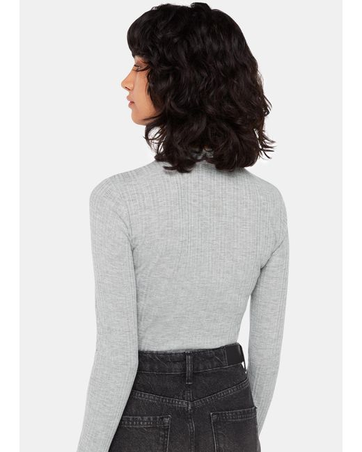Whistles White Diagonal Rib Crew Neck Top