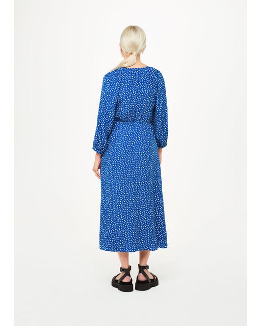 Whistles Blue Petite Micro Cactus Print Midi Dress