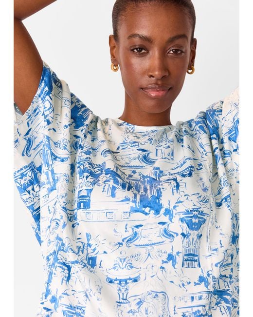 Whistles Blue Rome Print Blouse