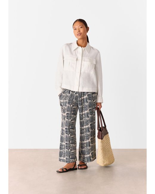 Whistles Multicolor Petite Hatch Squares Cropped Trouser