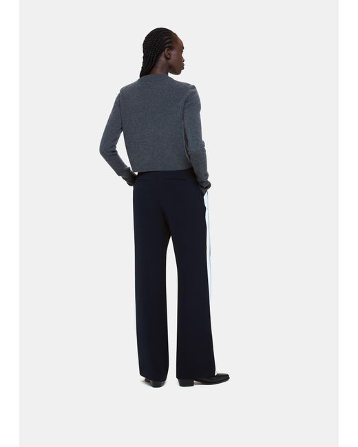Whistles Blue Crepe Side Stripe Trouser