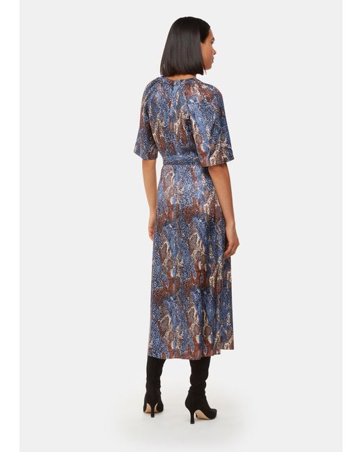 Whistles Blue Marlow Dashed Snake Dress