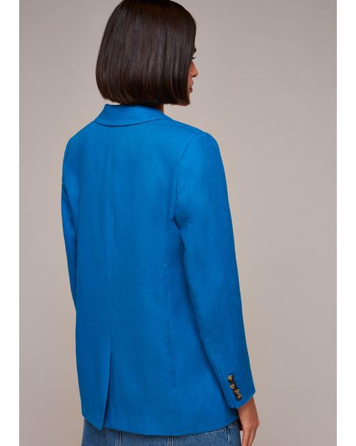 Whistles Blue Lucy Linen Blazer