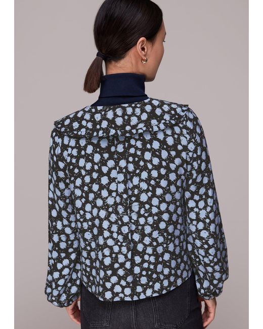 Whistles Blue Dalmatian Print Collar Top