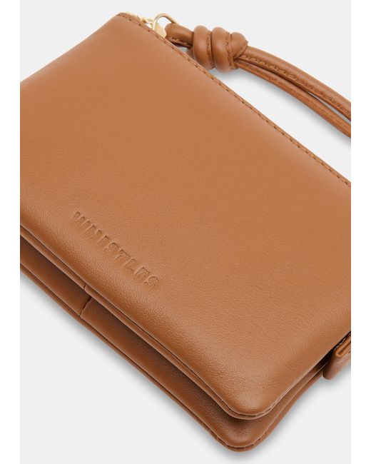 Whistles Brown Knotted Zip Pull Purse