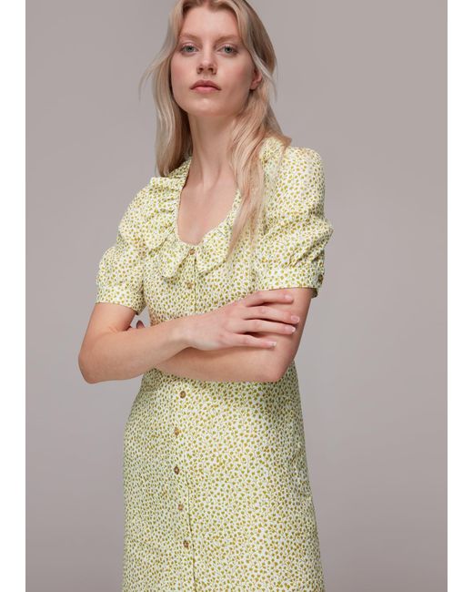Whistles Multicolor Frill Flower Pod Linen Dress