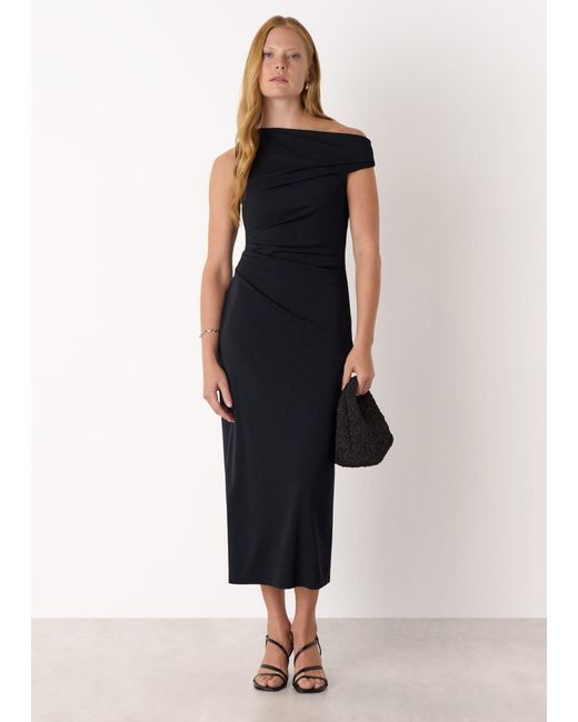 Whistles Black Jersey Crepe Asymmetric Dress