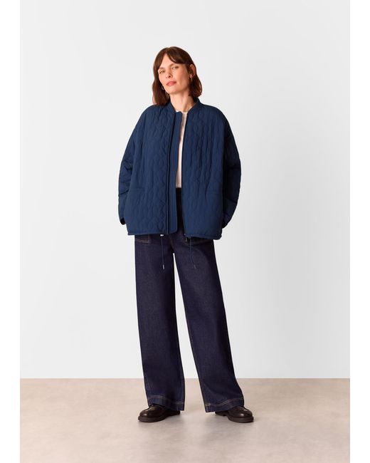 Whistles Blue Nia Drawstring Quilted Jacket