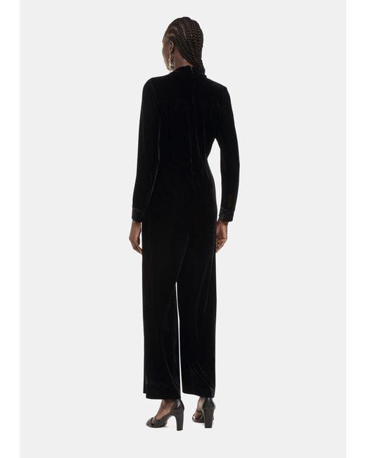 Whistles Black Wrap Velvet Jumpsuit