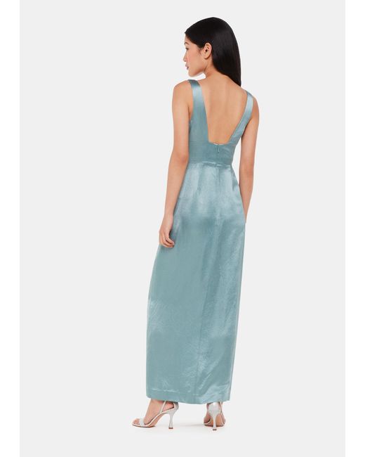Whistles Blue Charlotte Satin Maxi Dress