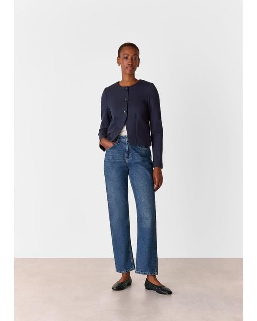 Whistles Blue Anne Ponte Button Jacket