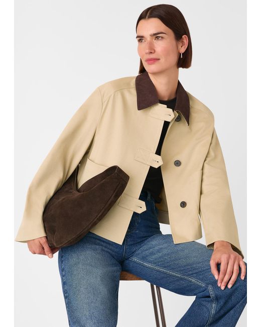 Whistles Blue Corduroy Collar Jacket