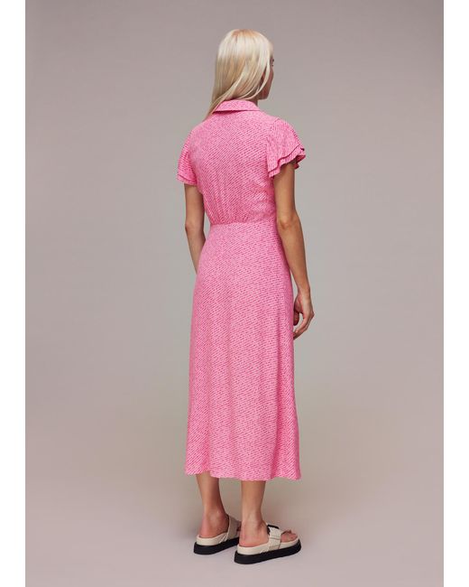 Whistles Pink Petite Nina Diagonal Fleck Midi Dress