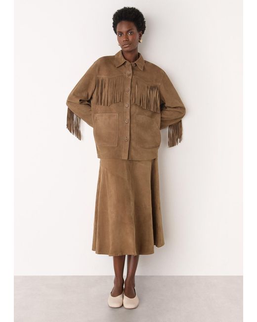 Whistles Natural Tassel Suede Jacket