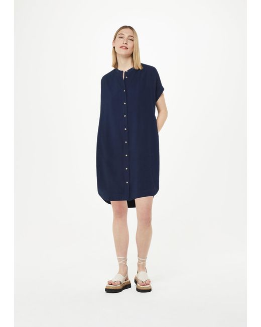 Whistles Blue Gathered Shoulder Mina Dress