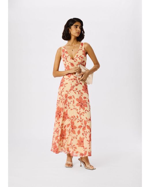 Whistles Orange Floral Lily Dobby Maxi Dress