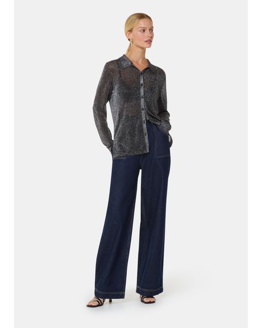 Whistles Blue Sparkle Knit Shirt