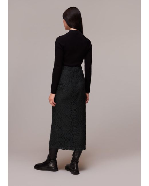 Whistles Black Lace Column Skirt