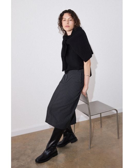 Whistles Black Stripe Detachable Lace Skirt