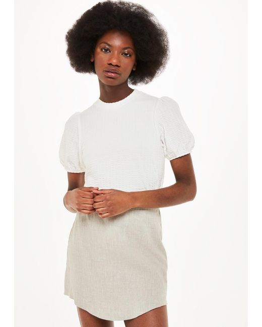 Whistles White Texture Puff Sleeve Top