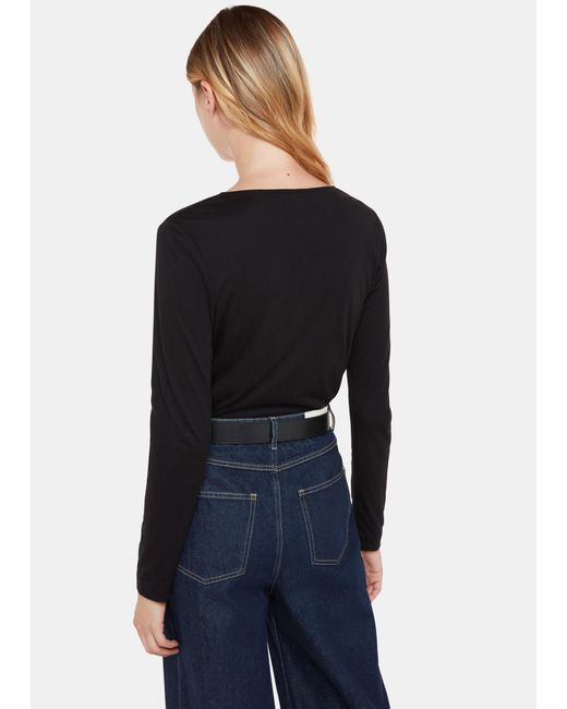 Whistles Blue High V Neck Ruched Top