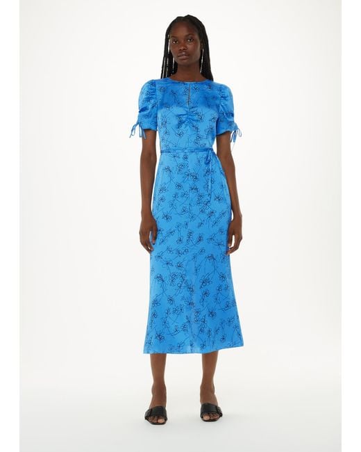 Whistles Blue Aurelie Scribble Daisy Dress