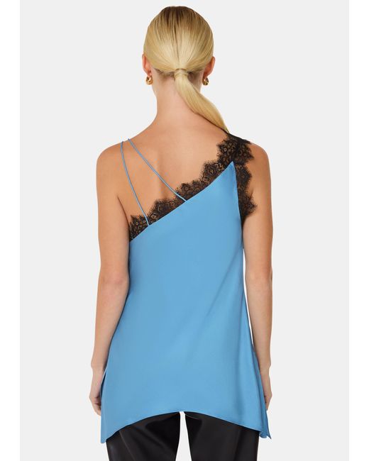 Whistles Blue Iris Lace Detail Wrap Cami