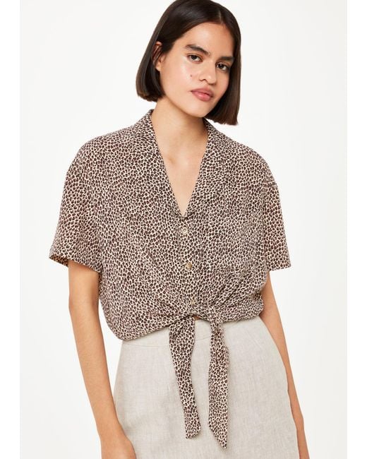 Whistles Multicolor Dashed Leopard Tie Front Top