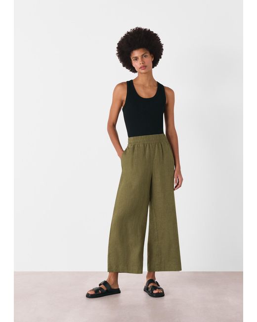 Whistles Green Linen Pocket Trouser