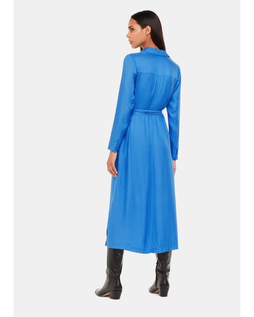 Whistles Blue Tillie Tie Midi Dress