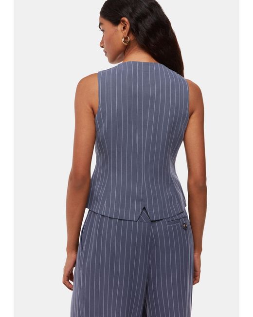 Whistles Blue Petite Lottie Pinstripe Waistcoat