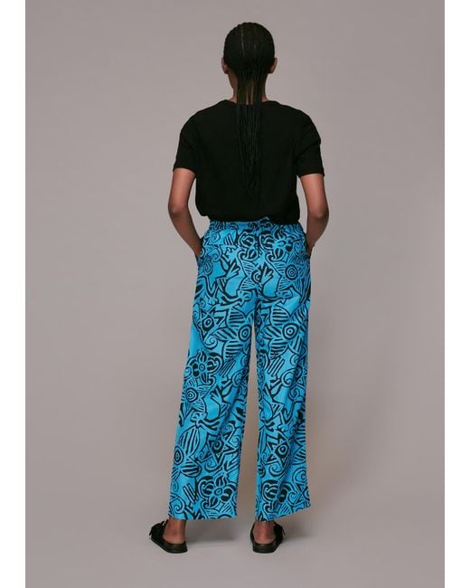Whistles Blue Starflower Print Trouser