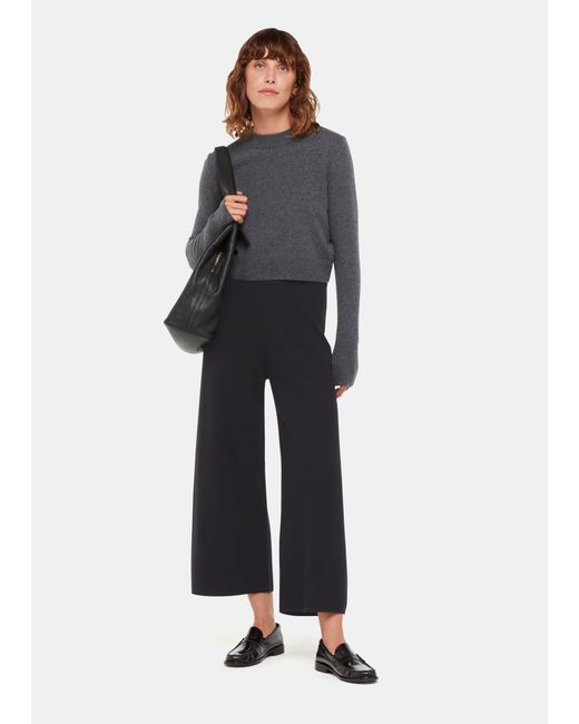 Whistles Blue Knitted Wide Leg Trouser