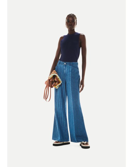 Whistles Blue Ribbed Tank