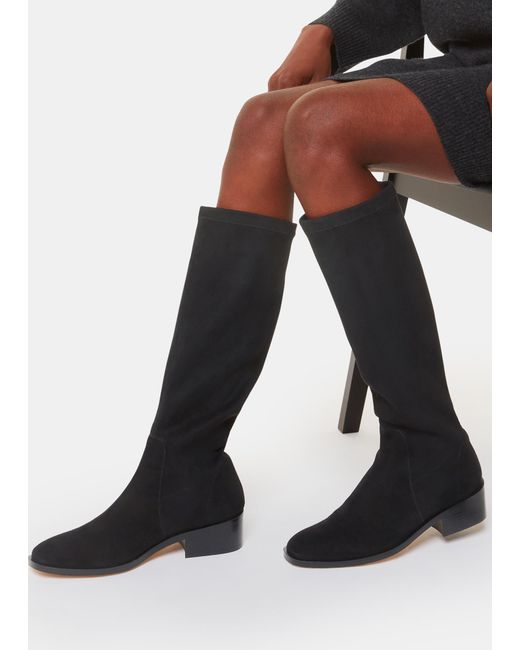 Whistles Black Lisi Stretch Knee High Boot