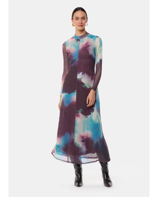 Whistles White Oil Paint Print Mesh Dress