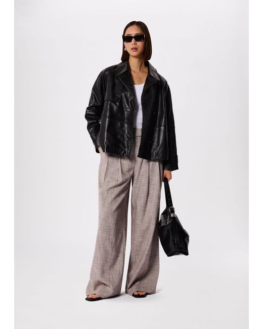 Whistles Black Short Leather Trench