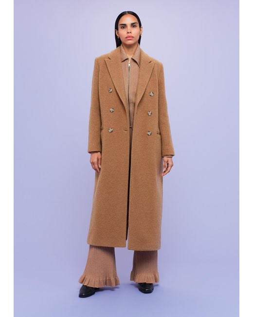 Whistles Blue Textured Wool Blend Coat