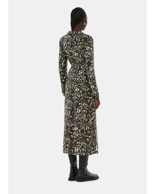 Whistles White Scribble Bouquet Midi Dress