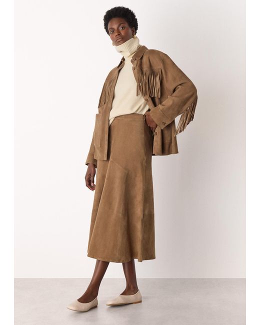 Whistles Natural Tassel Suede Jacket