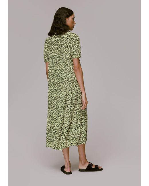 Whistles Green Buttercup Floral Trapeze Dress