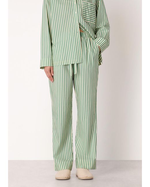 Whistles Green Cotton Stripe Pyjama Bottom
