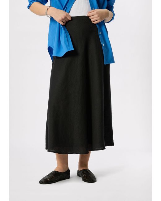 Whistles Blue Linen Midi Skirt