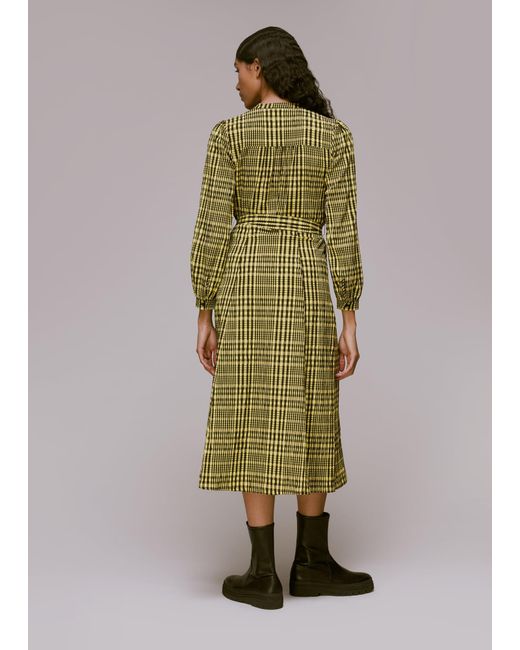 Whistles Green Nora Gingham Check Midi Dress