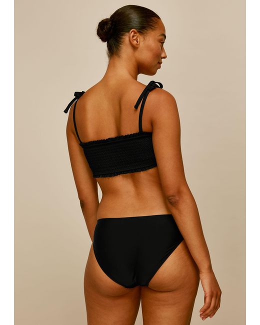 Whistles Black Shirred Panelled Bikini Bottom