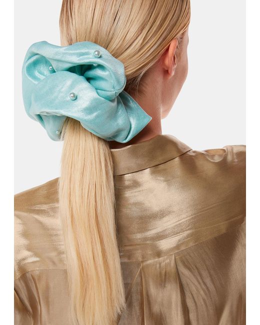 Whistles Blue Large Beaded Scrunchie